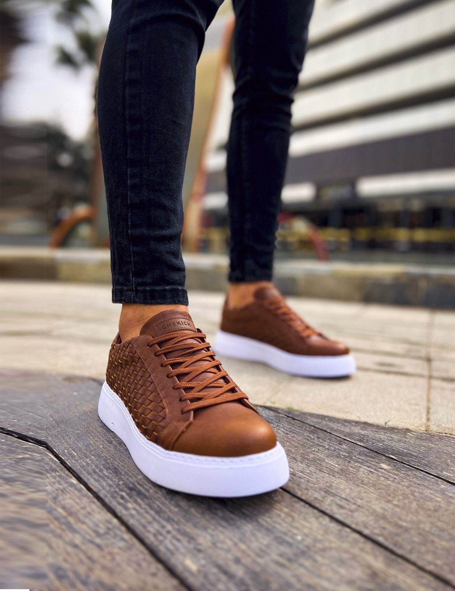 Ανδρικά ταμπά sneakers δερματίνη πλεκτό σχέδιο CH203T φωτογραφία